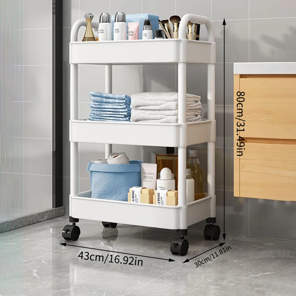 Opbergrek voor kleine karren met plank – Meerlaagse vloerstaande organizer voor badkamer- en doucheproducten