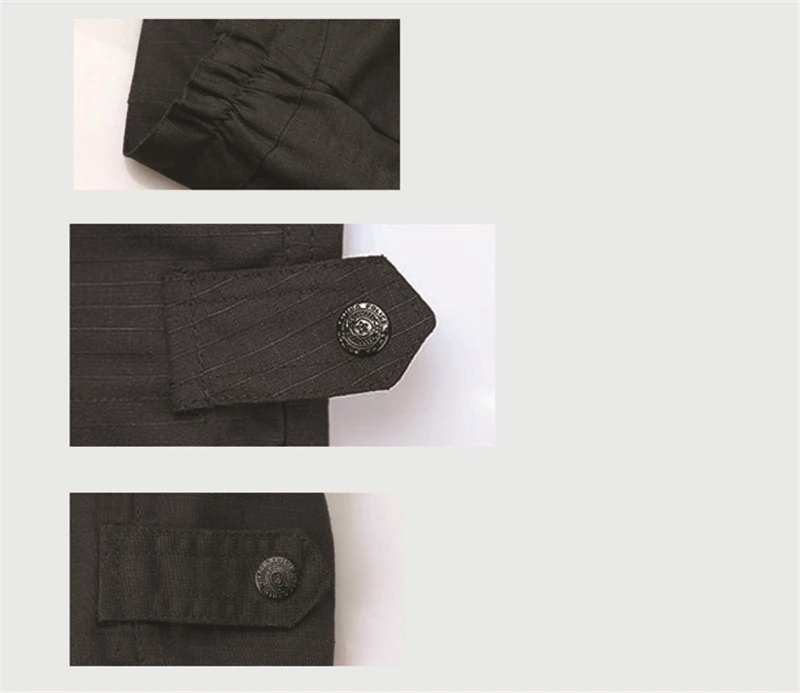 Black Uniform Shirt Pants Men Security Working Field Training Camping Climbing