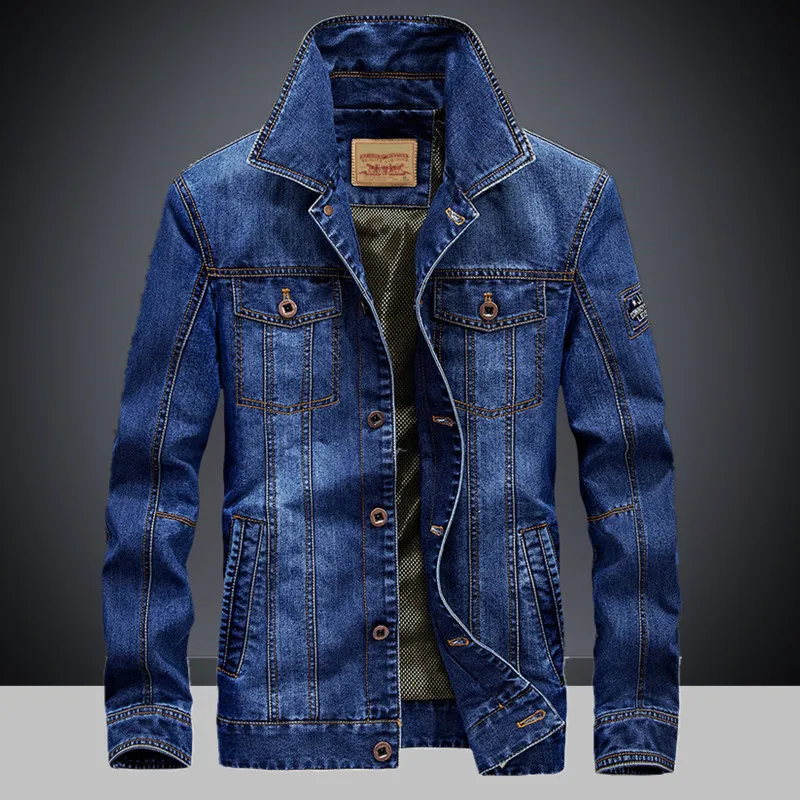 Mens Denim Jacket Turn Down Collar Oversized Casual Coat Spring Autumn Winter Streetwear Vintage Plus Size - 2