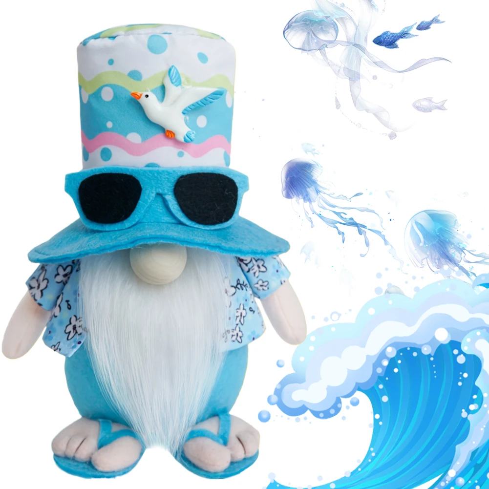 Plush Beach Gnomes Decorations with Weighted Base for Summer