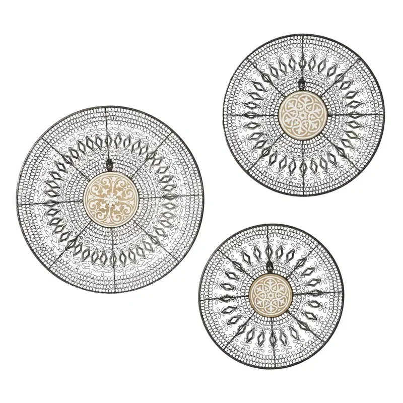 

Black Metal Plate Wall Decor with Intricate Pattern (3 Count)