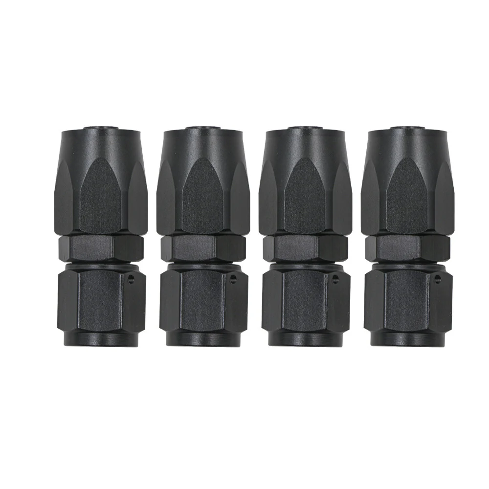 

4pcs Aluminum Black Universal Straight AN6 - 6AN Swivel Hose End Fitting Adaptor for Braided Fuel Line