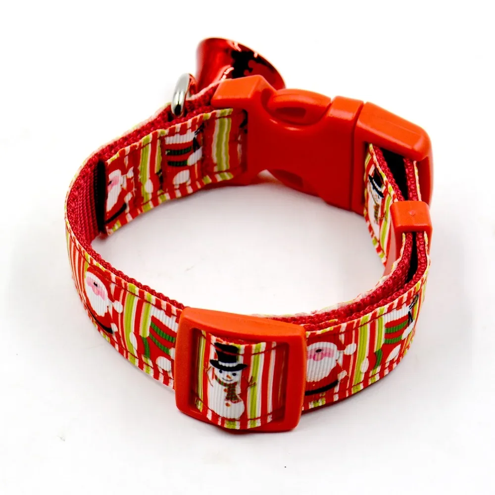 

Бесплатная доставка, Рождественский ошейник для собак, ошейник для щенков с колокольчиком и рисунком Санта-Клауса, ошейник для собак, регулируемый ошейник