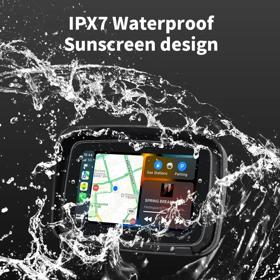 5 Inch Portable Motorcycle Navigation GPS Screen IPX7 Waterproof Navigator Wireless Apple Carplay Android Navigatore Per Moto