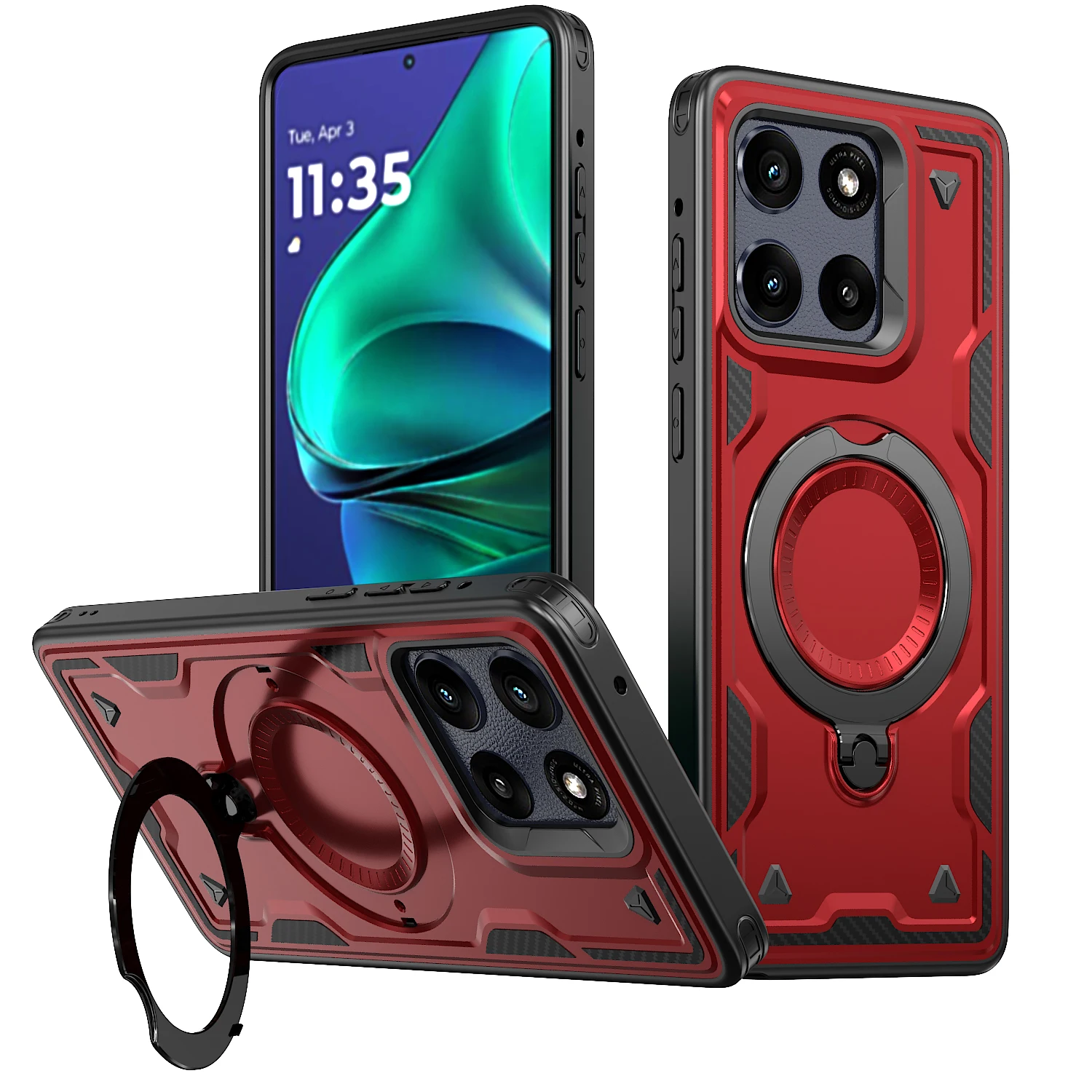 Enhanced Armor Shockproof Phone Case with 360° Rotating Magnetic Holder