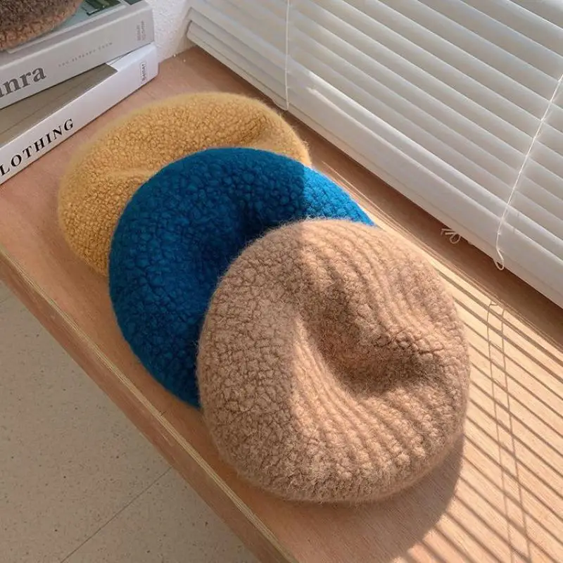 

COKK Beret Hat Women Winter Autumn Solid Color Painter Cap Thick Warm Beret Female Vintage Flat Cap Gorro Chapeau Femme Gorros