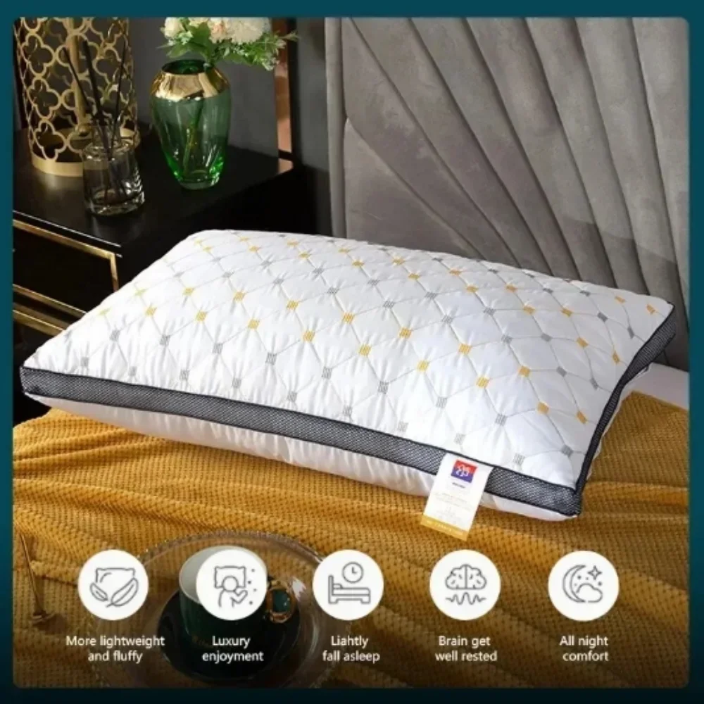 1pc Hotel's Same Feather Cotton Neck Pillow Three-dimensional For Sleeping Bedroom Dormitory Hotel Applicable