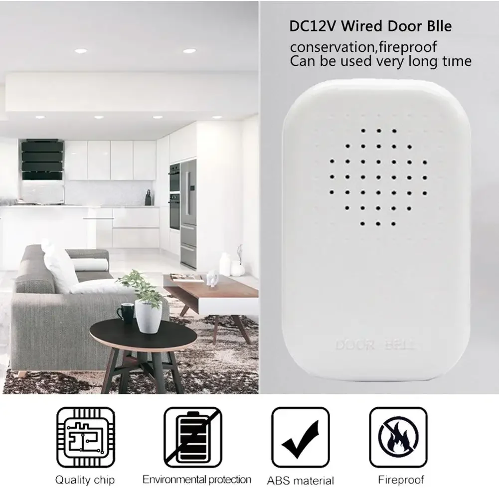 DC 12V Wired Doorbell Wall-mounted Security Access System Electronic Doorbell Ding-dong Sound