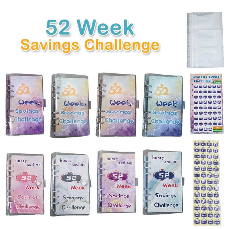 

52-week Savings Challenge Honey And Me Couple Savings Loose-leaf Notebook $1430 Saving Money Plan Binder Cash Storage Book