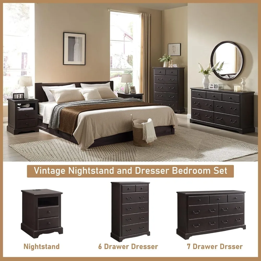 Dresser Chests for Bedroom, Wood Vintage Chests of Drawers, Rustic Dressers Chset Organizer for Bedroom, Living Room 4