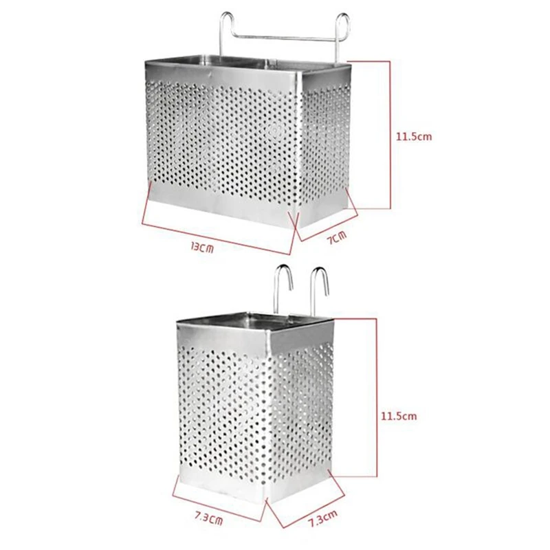 Stainless Steel Chopsticks Holder Hanging Cutlery Drying Basket Tableware Drainer with Hooks Kitchen Utensil(B) 5
