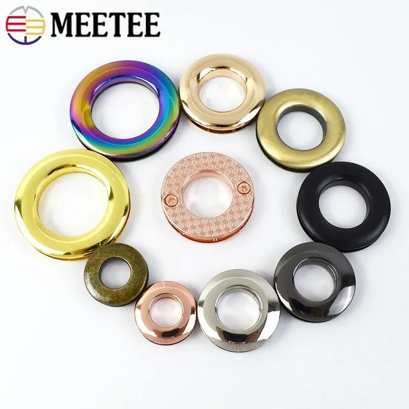 4/10Pcs Meetee Metal Screw Back Eyelets with Washer Grommets Rings Metalic Buckles for Bag Garment Shoes Leather Craft Accessory