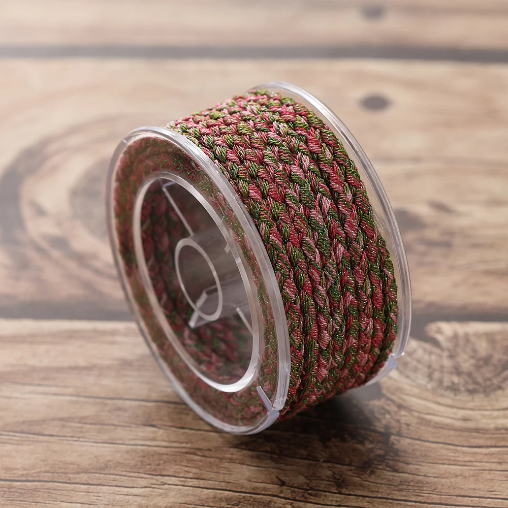 Colorful Braided Polyester Thread Roll – 4m, 3.5mm Diameter – 11 Styles for DIY Jewelry & Crafting