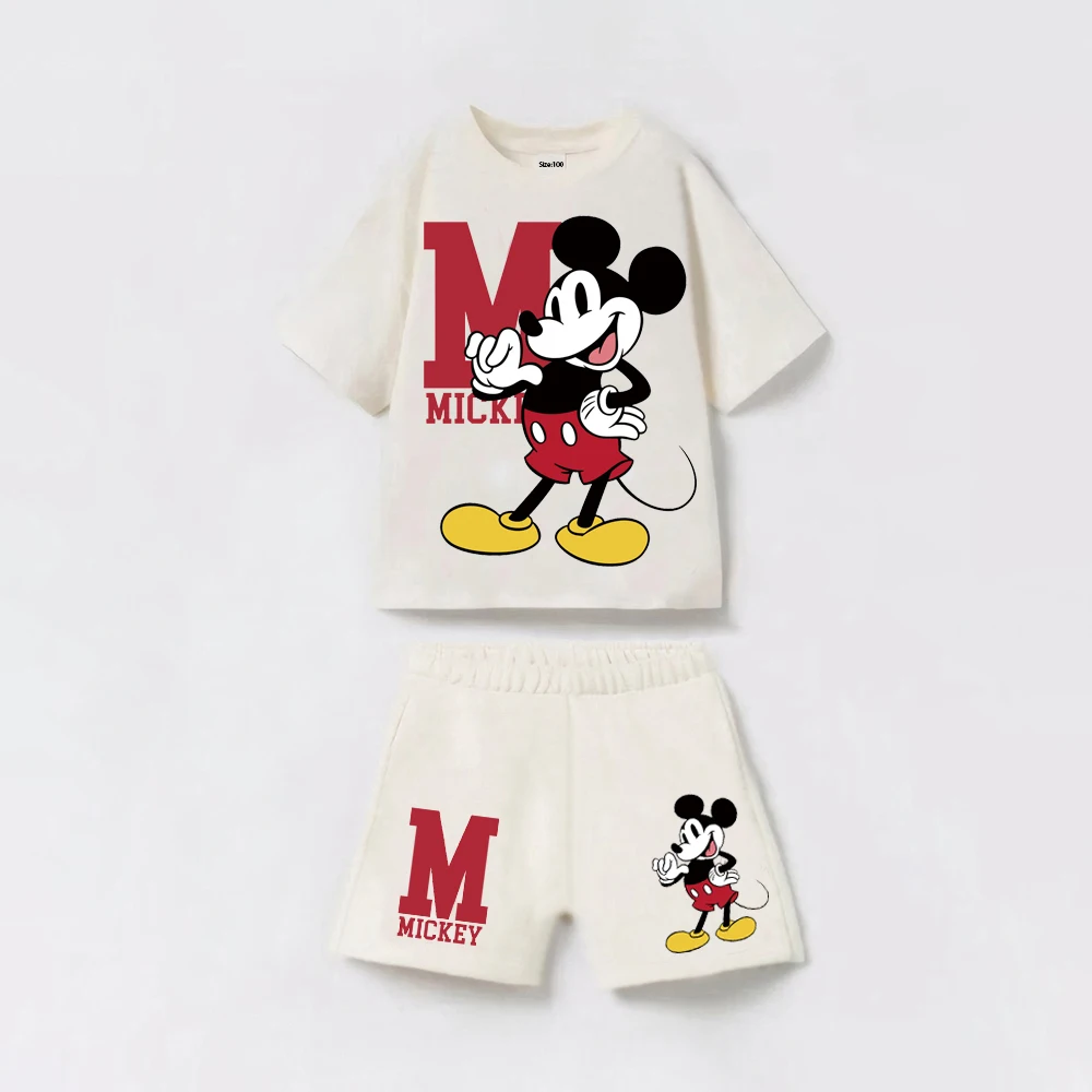 패션  소년 복장 짧은 소매 라운드 칼라 티 + 반바지 여름 어린이  복장