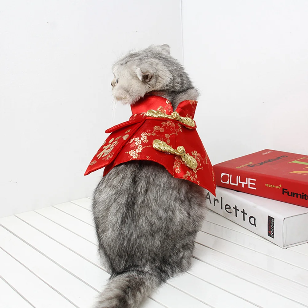 

1Pc New Year Pet Cat Chinese Style Coat Delicate Joyous Small Red Envelope Decorative Cloak Comfortable Pet Clothes (Red Size S)