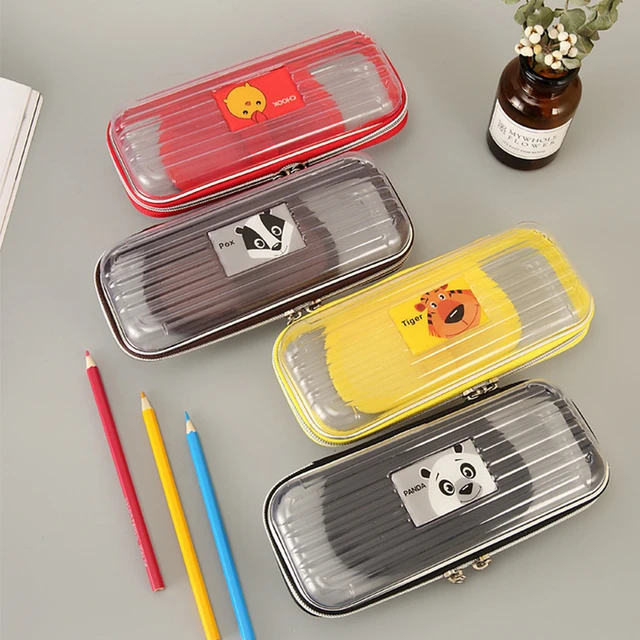 Transparent Plastic Pen Case Pencil  Transparent Stationery Pencil Case -  1pcs - Aliexpress