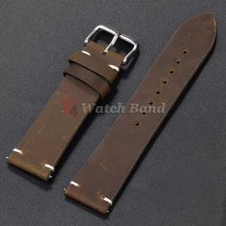 Elegant Brown Calfskin Leather Watch Band - Premium Wrist Strap Accessory - 22mm (Dark Brown-Pin Buckl)
