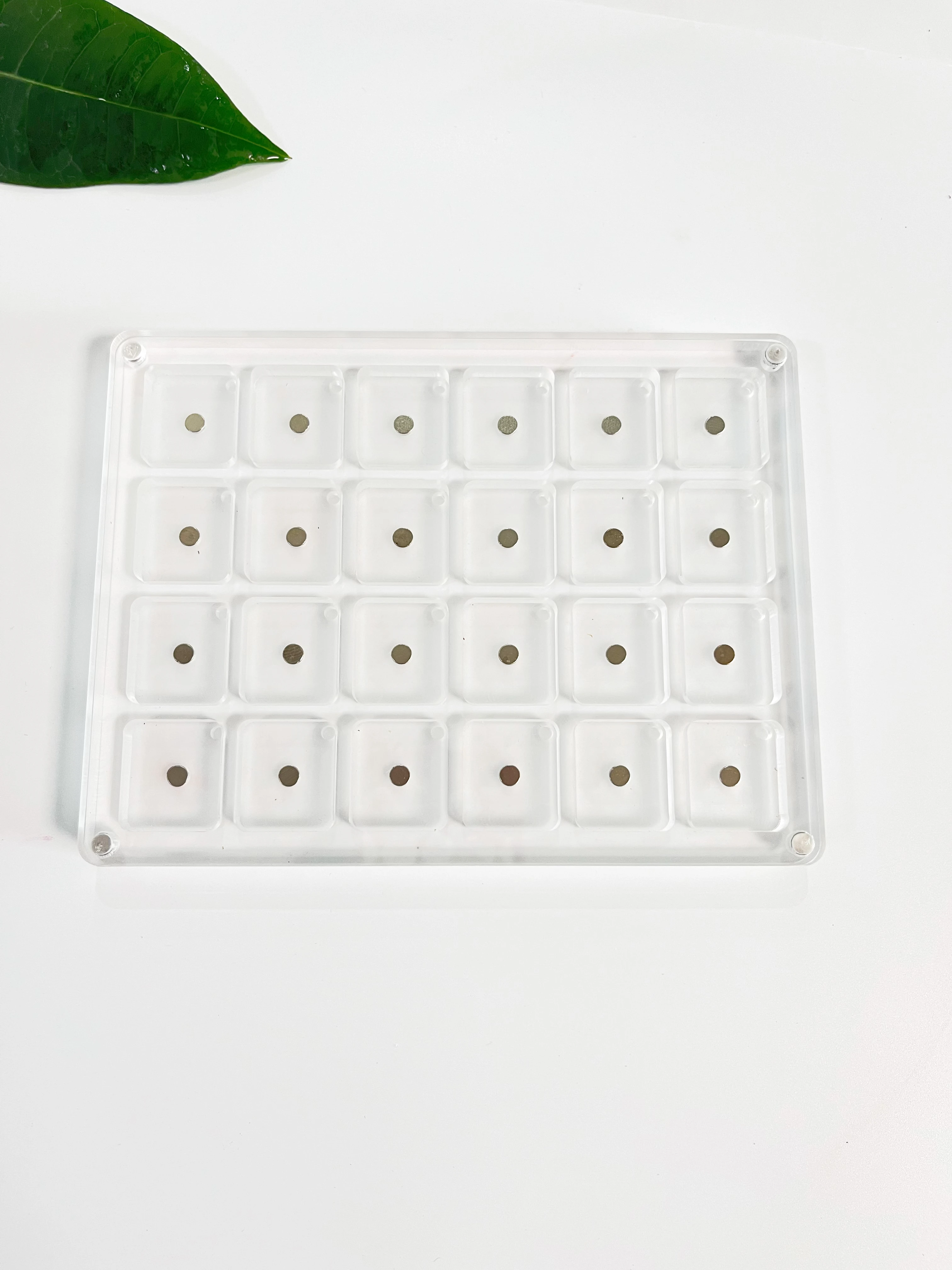 Yicai  New 24 Slots Square Shape Transparent Acrylic Durable Using Empty Magnetic Palette Slot Size: 25*22mm 4