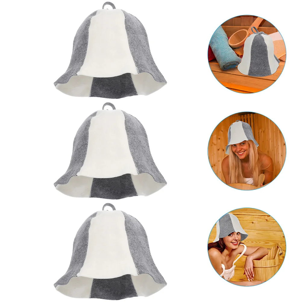 

3 pcs Felt Sauna Hats Thick Sauna Hats Protective Sauna Hats Comfortable Sauna Caps