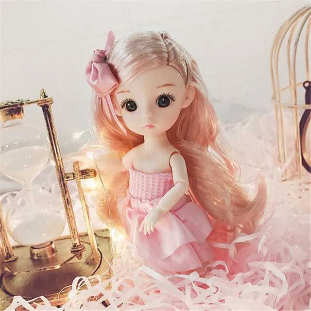 17cm Doll BJD Mini Doll 13 Movable Joint Baby 3D Eyes OB11 Beautiful Girl Toy DIY Doll With Clothes Dress Up 1/8 Fashion Doll 4