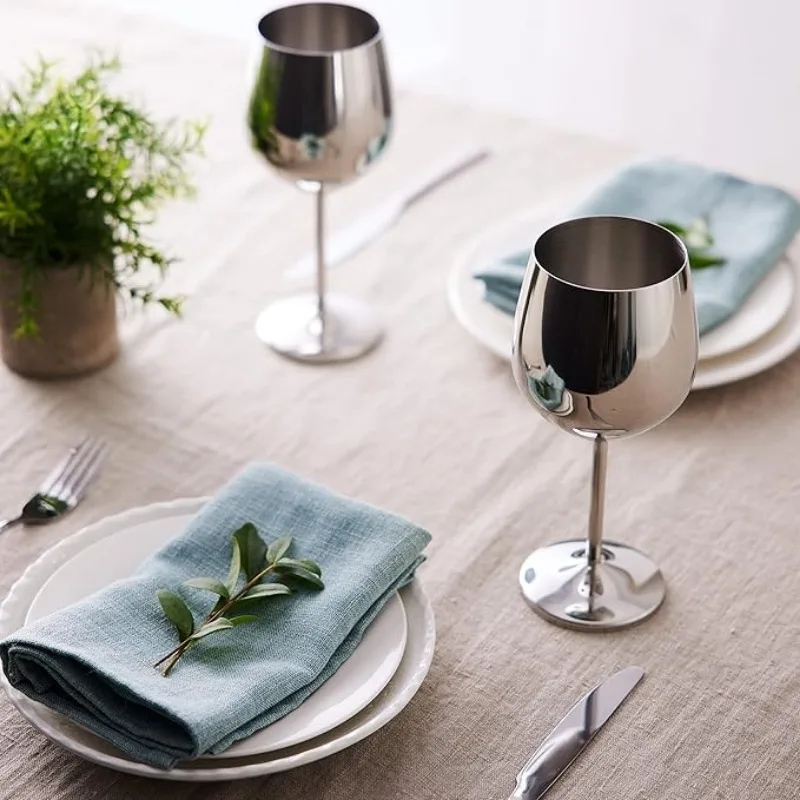 6PCS New Stainless Steel Cocktail Creative Metal Wine Bar Restaurant Champagne Red Wine Glass Barware Cup
