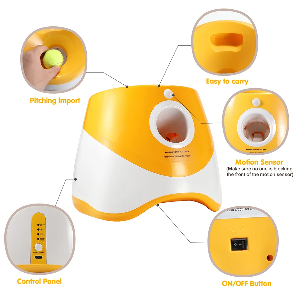 Lanzador automático de tenis para perros, catapulta para entrenamiento de mascotas, dispositivo de 3/6/9m, sección 3, bola
