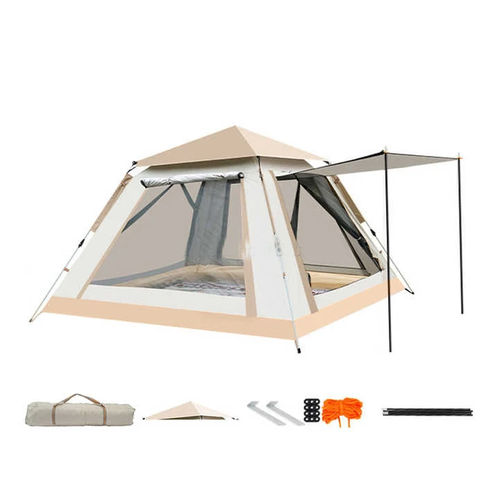 

Cloud Mist Grey Fully Automatic Quick Open Sun Shade Tent Two Door Two Window Outdoor Extra Big Beach Camping Tent