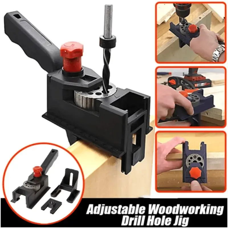 Dowel Drill Guide Handheld Woodworking Doweling Jig Punch Locator Quick 3-12mm Drilling Guide Puncher Tool 6 8 10 12mm multi angle oblique hole locator pocket hole jig drilling tool kit aluminum alloy joinery woodworker diy tools