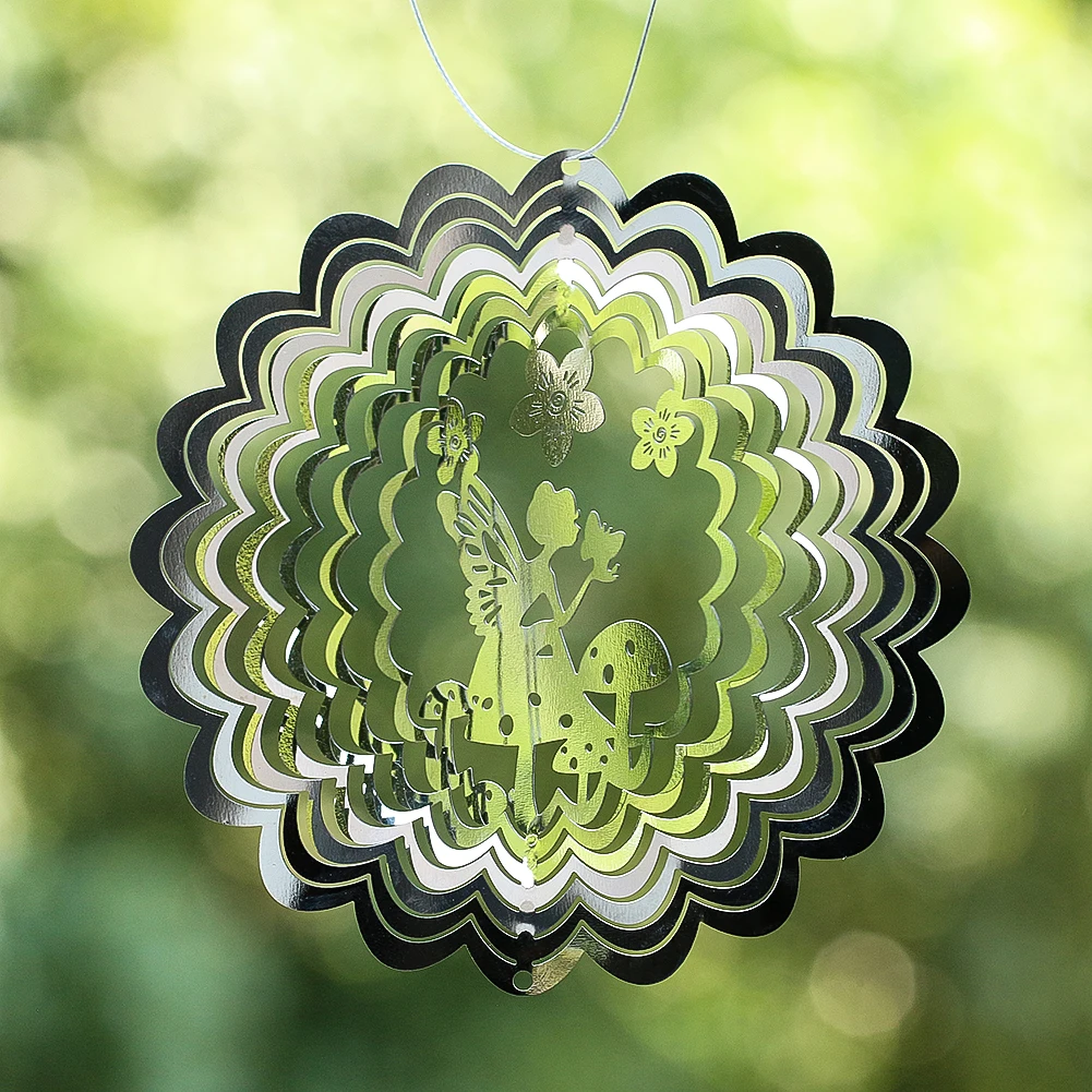 Fairy Rotating Wind Spinner 3D Mirror Reflection Visual Effect Wind Chimes Pendant Garden Yard Hanging Decoration Bird Deterrent wind chimes,wind chime,windmill spinner,wind spinner catcher