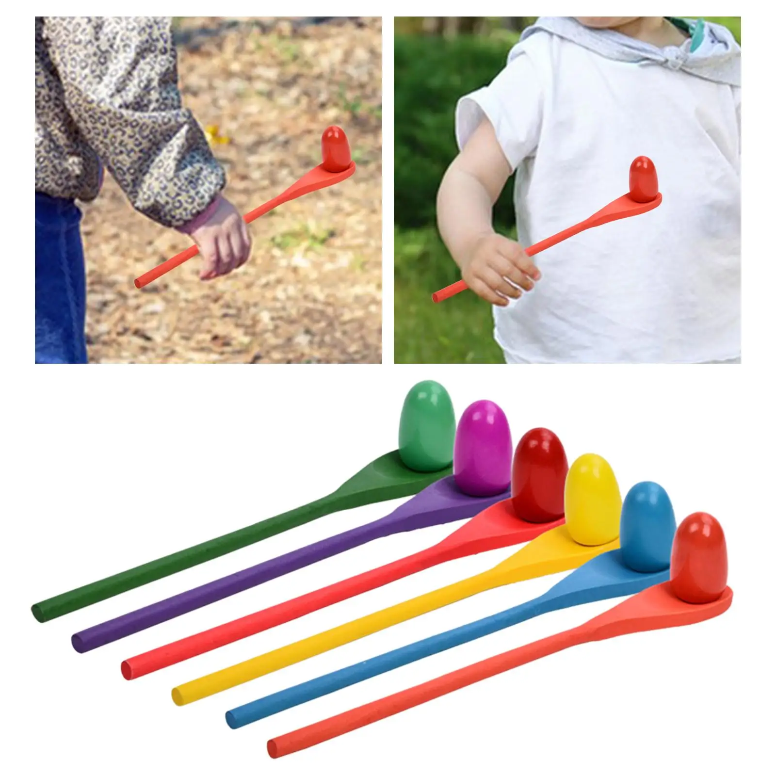 6Pcs Egg and Spoon Race Game Set Party Favors Toys for Holiday Lawn Adults