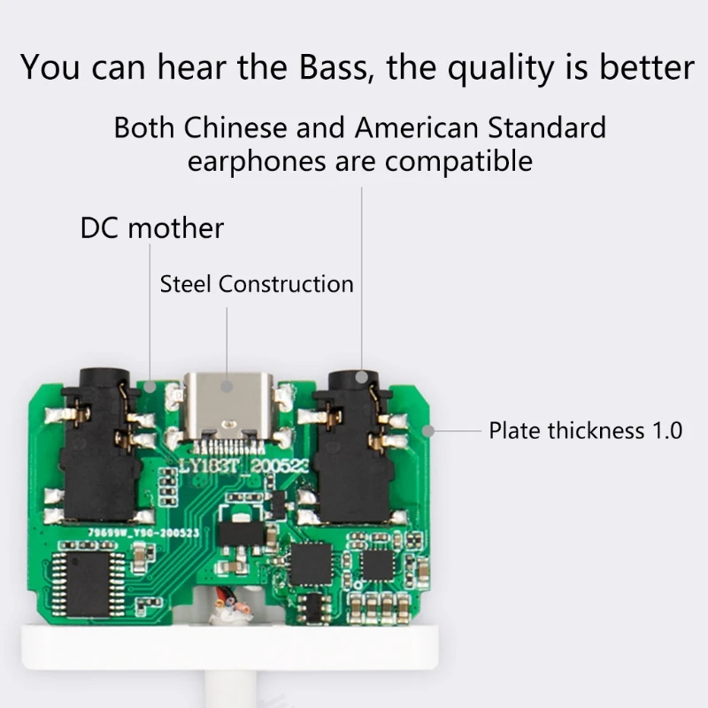 Adaptateur de casque numérique 16 bits de Type C, carte de décodage Dac de qualité sonore sans perte