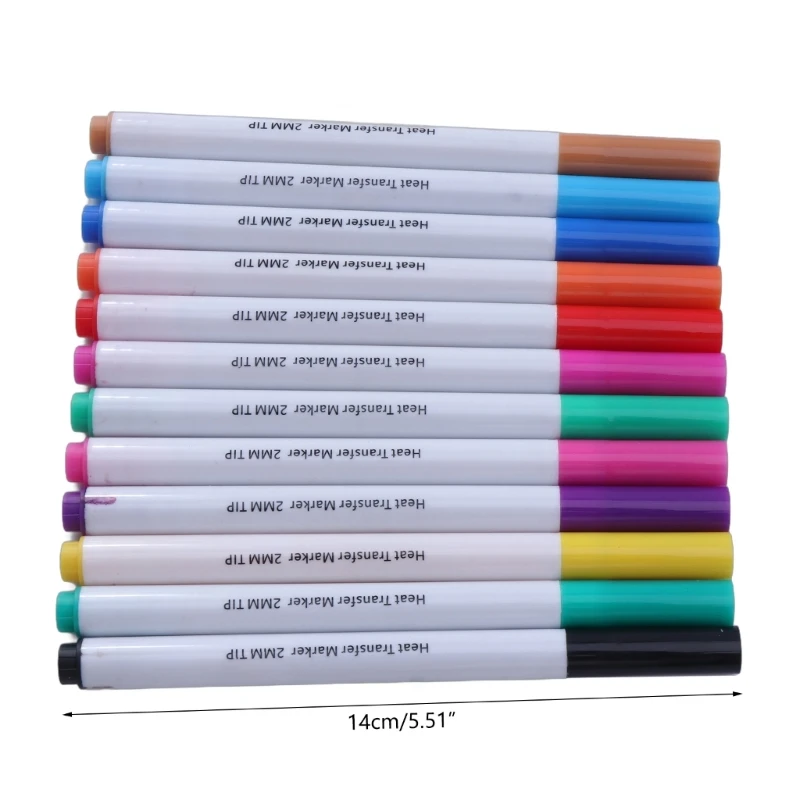 OFBK Heat Transfer Markers 12 Colors 0.5mm/1mm/2.0mm for DIY T-Shirts Crafts