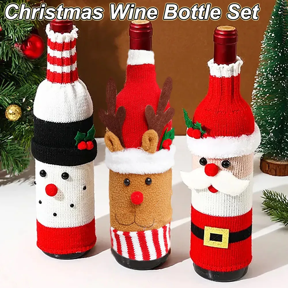 Décoration de Bouteille de Vin Père et Mère Noël