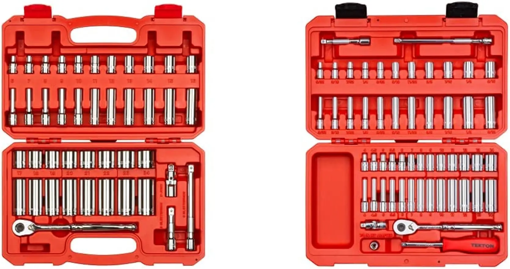 

TEKTON 3/8 Inch and 1/4 Inch Drive 6-Point Socket Sets, 97 Pieces