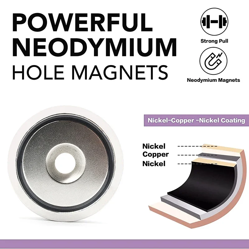 Φ16-75mm Ndfeb Super Strong Pot Magnet Countersunk Head Hole Steel Cup Iron Shell Magnet Round Magnetic Sucker Salvage 자석