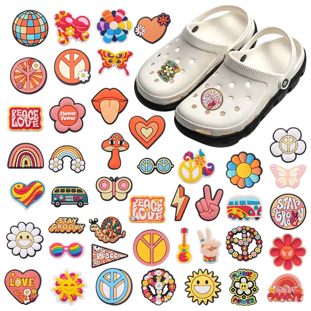 Stay Groovy, Peace, Flower, Heart, Glasses & Sun Style Crocs