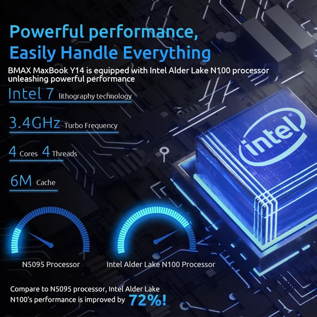 BMAX Y14 portátil de 14 pulgadas Windows 11 16GB RAM LPDDR5 512GB SSD 1920*1080 IPS Intel N100 portátiles tipo c - Imagen 6
