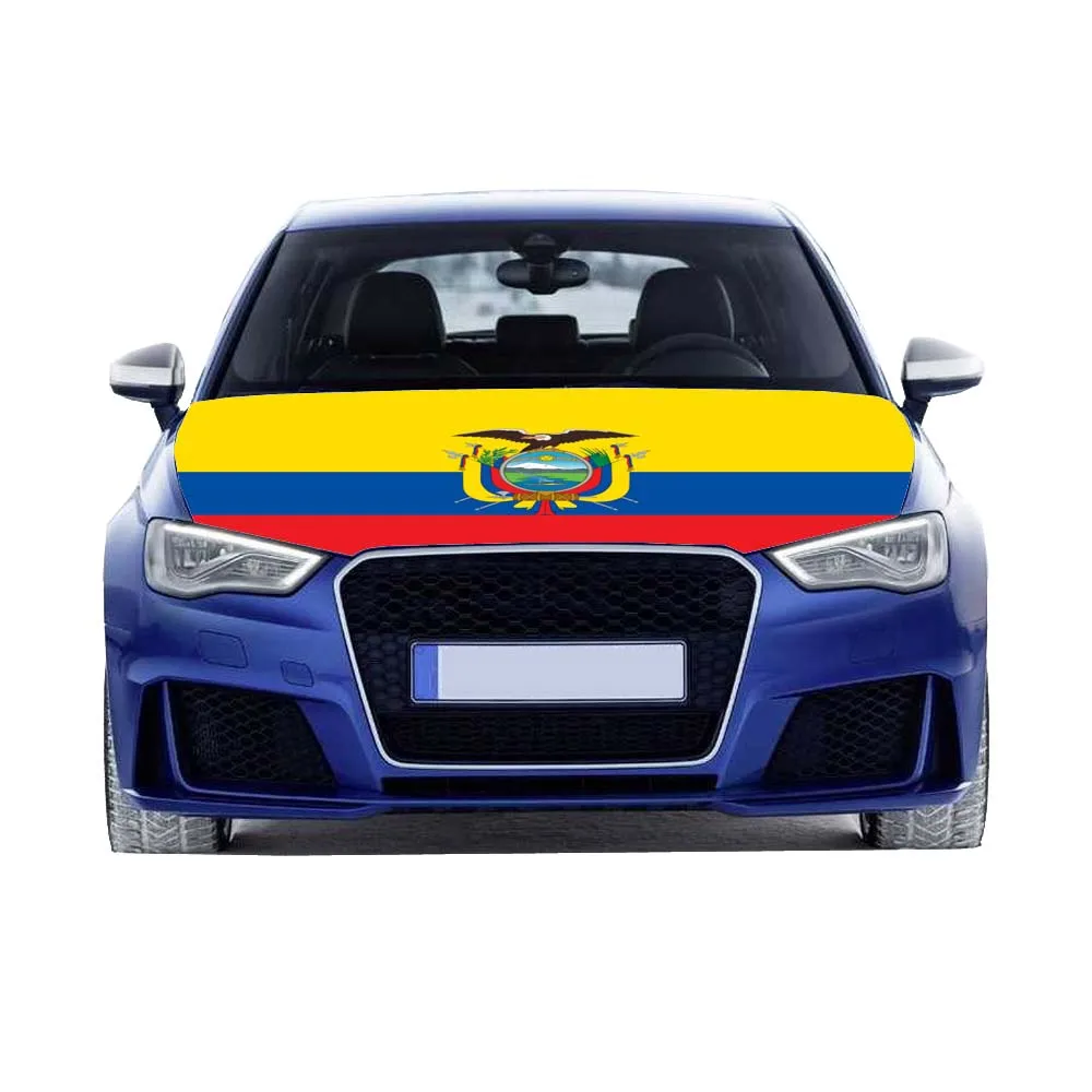 

Ecuador Flags Car Hood Cover 3.3X5FT/6X7FT100% Polyester Elastic Fabrics Can be Washed Suitable for Large SUV and Pickup