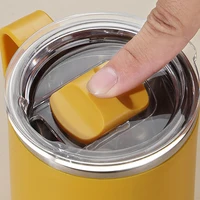 450ml Stainless Steel Heat Insulated Coffee Milk Mug Thermal Coffee Cup Double Wall  with Handle and Lid Travel Drinking Tumbler 3