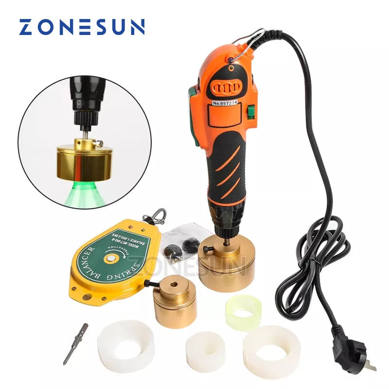 

ZONESUN пластиковый укупориватель для бутылок 110/220 в ручной инструмент для укупорки бутылок 10-50 мм колпачок винтовой укупорочный станок ручной укупорки