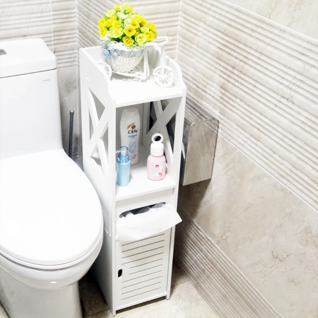 Bathroom Storage Cabine Narrow Tall Cabinet Storage Waterproof Coner Shelf  Waterproof Toilet Paper Storage Bathroom Organizer - AliExpress