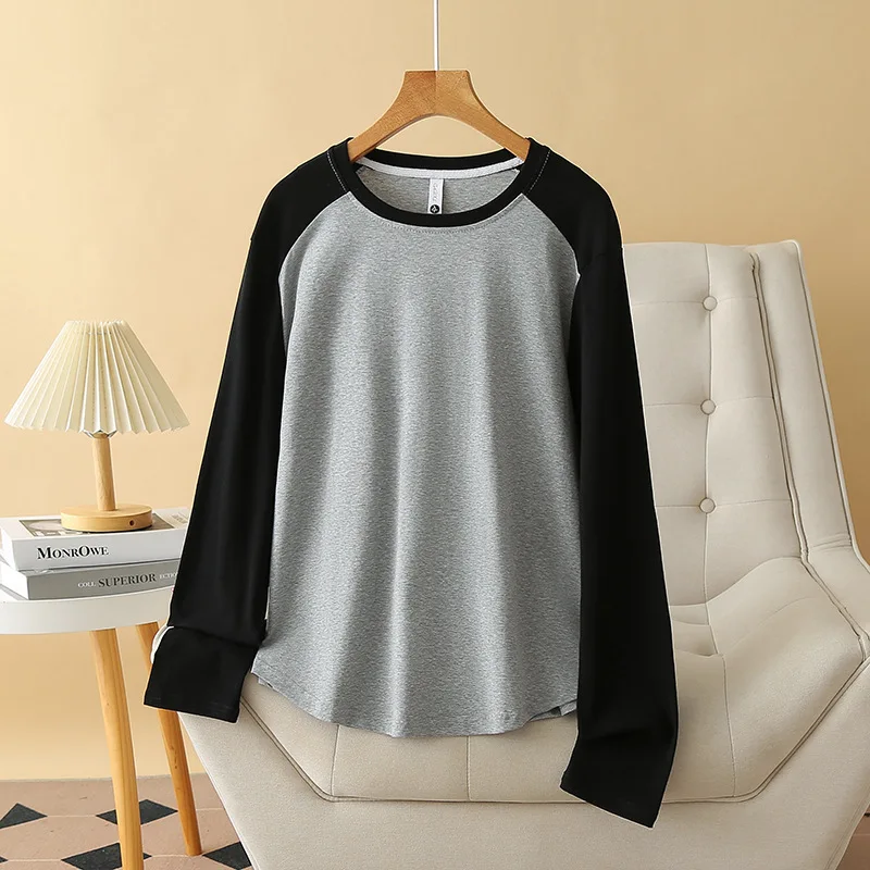 Women's Long Sleeve T-shirt, Plus Size Tops, Casual, Block Color, Spring Autumn, New