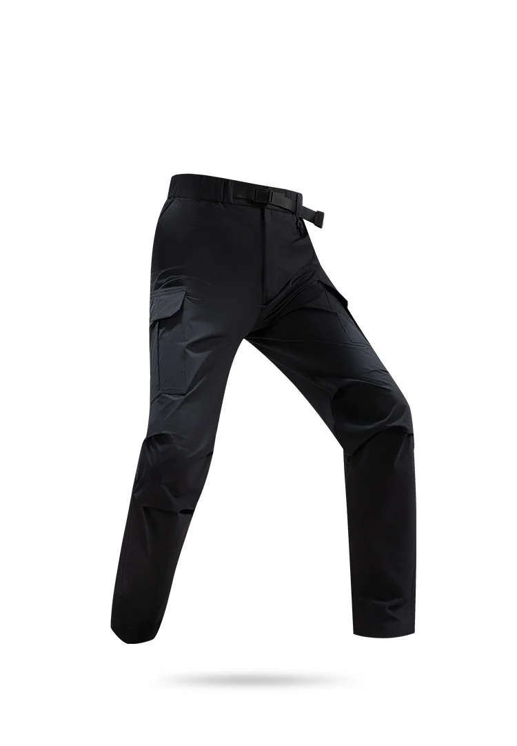 Men's Outdoor Pants with Big Pockets Elastic Quick Drying Pants Light Thin Summer Elastic Breathable Quick Casual Pants