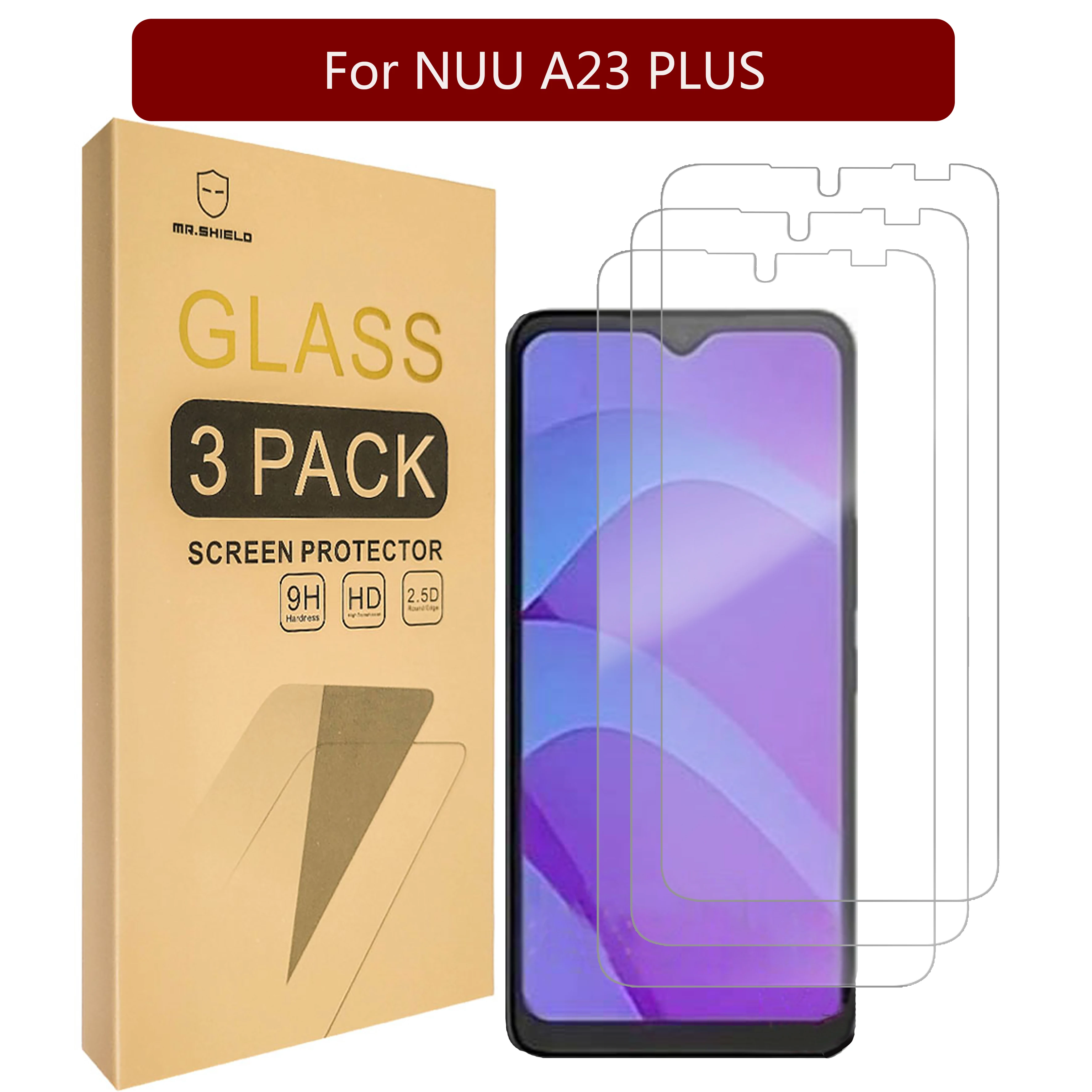 

Mr.Shield [3-Pack] Screen Protector For NUU A23+ / A23 Plus [Tempered Glass] [Japan Glass with 9H Hardness] Screen Protector