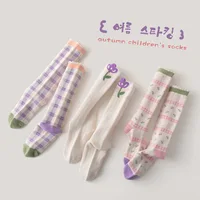 Spring Girls Socks Sweet Floral Pattern Long Socks Kids Cotton Soft Knee Socks For 1-8 Year-old Child 3 Pairs/lot 5