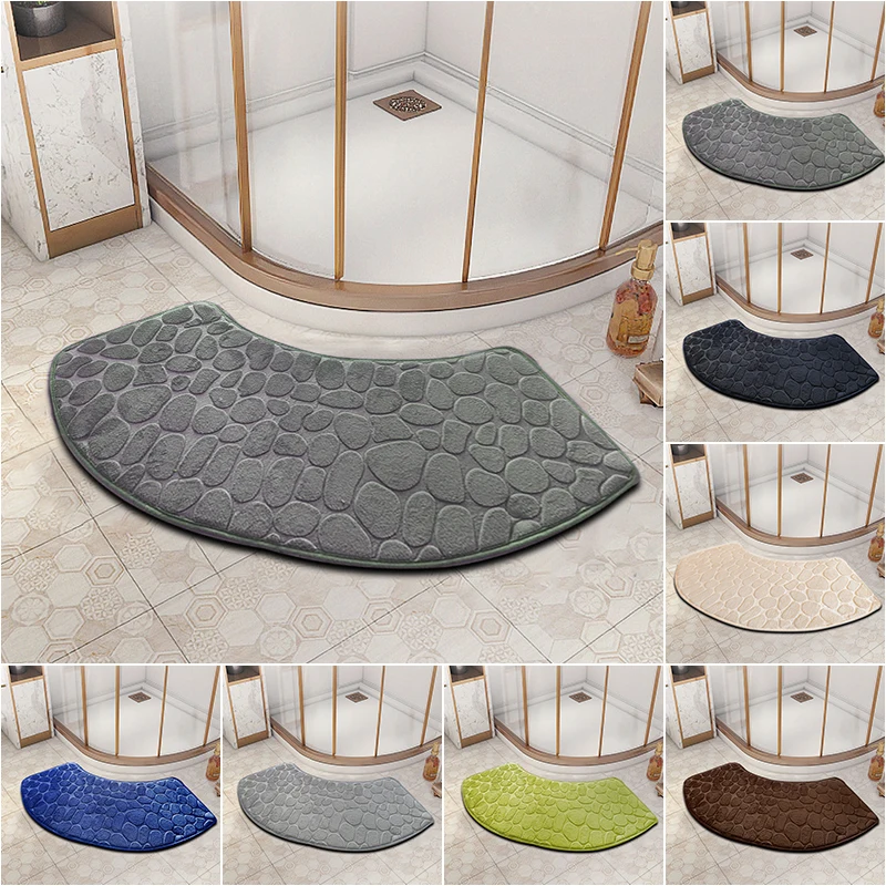 3D rutschfeste Badezimmer-Samtmatte, Kopfsteinpflaster, geprägte Badematte, saugfähige Fußmatte, Teppich, Tür, Bodenmatte, maschinenwaschen, schnell trocknend – Detail 13