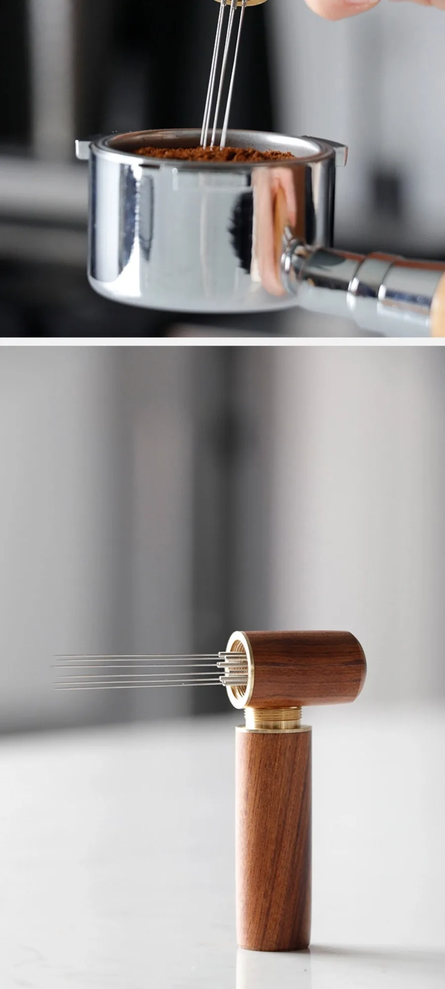 Edelstahl Kaffee Pulver Tamper Espresso Pulver Rührer Distributor Leveler WDT Werkzeuge Cafe Rühren Barista Zubehör – Detail 10