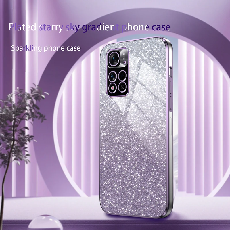 Shiny Glitter Plating Silicone Case for Xiaomi Redmi Note 11 10 9 8 7 Pro 10S 11S 9S 4G 5G Camera Lens Soft Back Cover — view 3