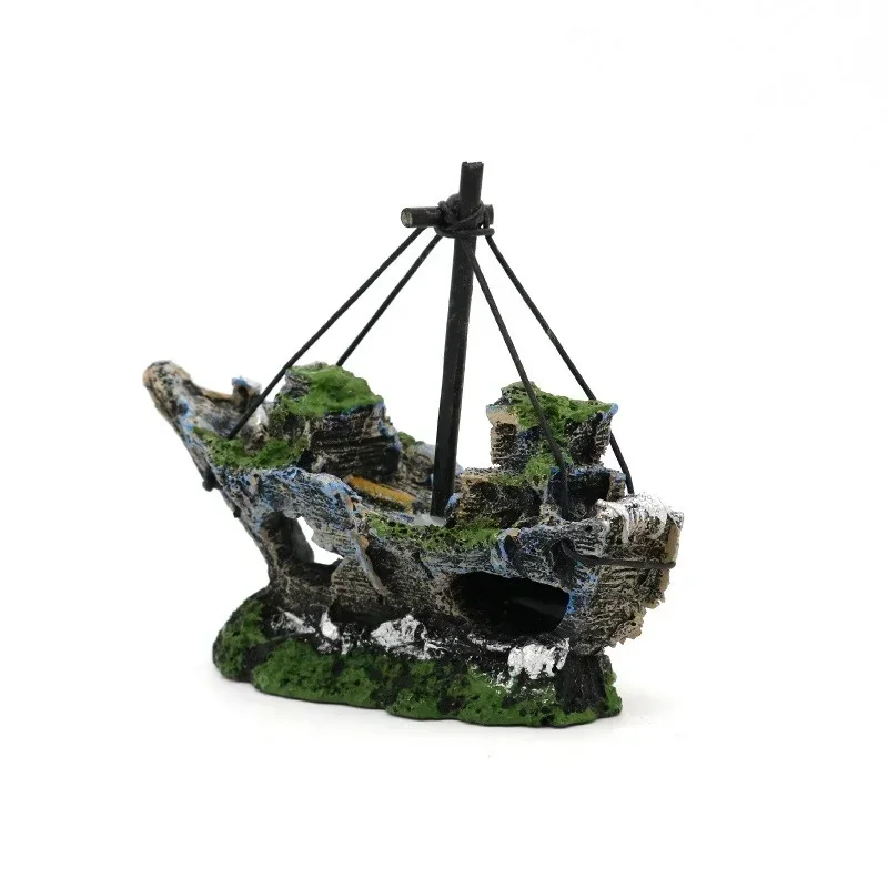 1pcs Aquarium Fish Tank Landscaping Shipwreck Pirate Ship Decoration Resin Boat Accessories Furniture Pet Fish Tank Decorations
