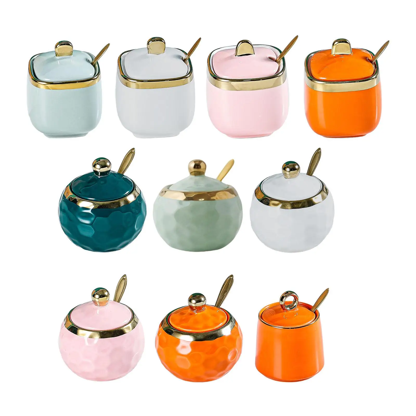 Porcelain Sugar Bowl ceramic condiment pot Ceramic Condiment Pot for Restaurant Countertop Kitchen
